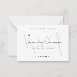 MINI SIZE Elegant Grey Script Text Overlay RSVP Notitiekaartje