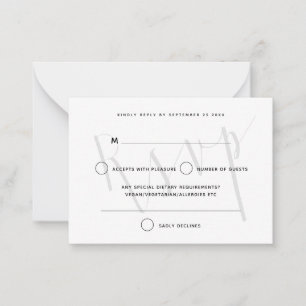 MINI SIZE Elegant Grey Script Text Overlay RSVP Notitiekaartje