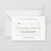 MINI SIZE Elegant Script Text Overlay Gold RSVP Notitiekaartje (Voorkant)