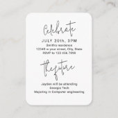 Mini Size Modern Script Photo Afstuderen Uitnodige Informatiekaartje (Achterkant)