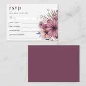 MINI SIZE Paarse Berry Florals Wedding RSVP Notitiekaartje (Voorkant / Achterkant)