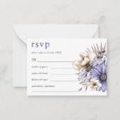 MINI SIZE Paarse Cream Florals Weddenschap RSVP Notitiekaartje (Voorkant)