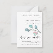 MINI SIZE Pastel Eucalyptus Weddenschap opslaan Da Notitiekaartje (Voorkant)
