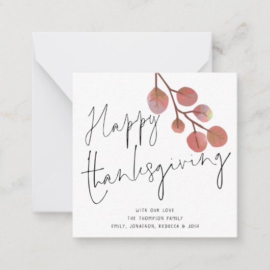 MINI SIZE Simple Foliage Happy Thanksgiving Card Notitiekaartje (Voorkant)