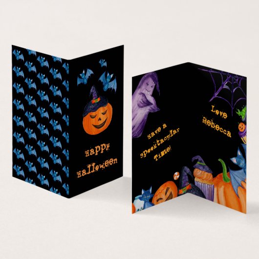 MINI SIZE Spooky Happy Halloween Classroom Kaart Visitekaartje (Binnen en buitenkant)