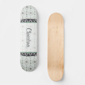 Mini skateboard blauwe bloemen patronen (Voorkant)