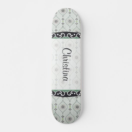 Mini skateboard blauwe bloemen patronen (Voorkant)