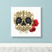 Mini-skeletten suikerschedel canvas afdruk (Insitu (Houten vloer))
