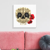 Mini-skeletten suikerschedel canvas afdruk (Insitu (Woonkamer))