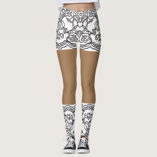 Mini Skirt Lace Beige Leggings-XS-XL Leggings (Voorkant)