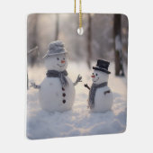 Mini Sneeuwmannen op een heldere dag Keramisch Ornament (Rechts)