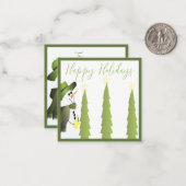 Mini Snowman naar en van papier Notitiekaartje (Voorkant / Achterkant in situ)