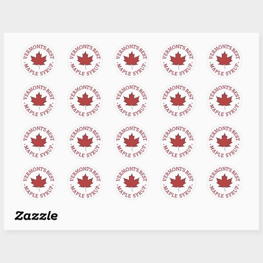 Mini State Name Red Leaf Maple Syrup Promotion Ronde Sticker (Vel)
