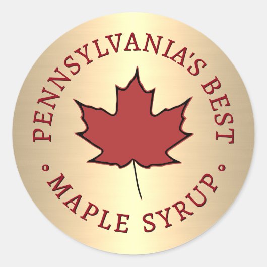 Mini State Name Red Leaf Maple Syrup Promotion Ronde Sticker (Voorkant)