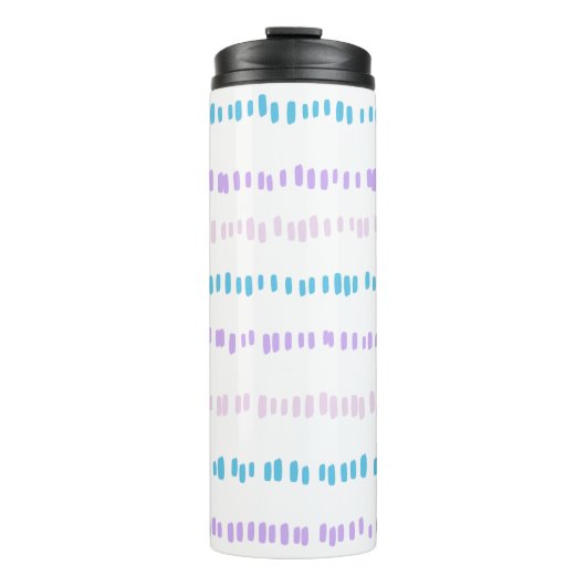 Mini Strepen Patroon Turquoise Paars Roze Thermosbeker (Voorkant)