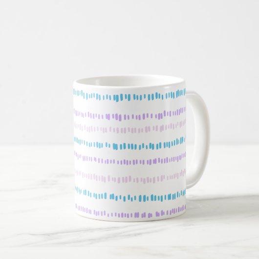 Mini Strokes Pattern Turquoise Paarse Roze Koffiemok (Voorkant rechts)