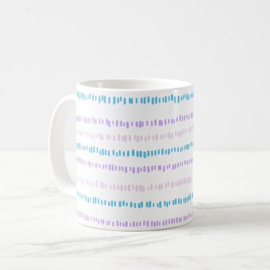 Mini Strokes Pattern Turquoise Paarse Roze Koffiemok (Voorkant links)