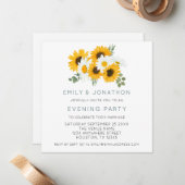 MINI Sunflower Wedding Evening Party Invite Notitiekaartje (Voorkant / Achterkant in situ)