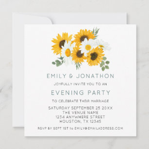 MINI Sunflower Wedding Evening Party Invite Notitiekaartje