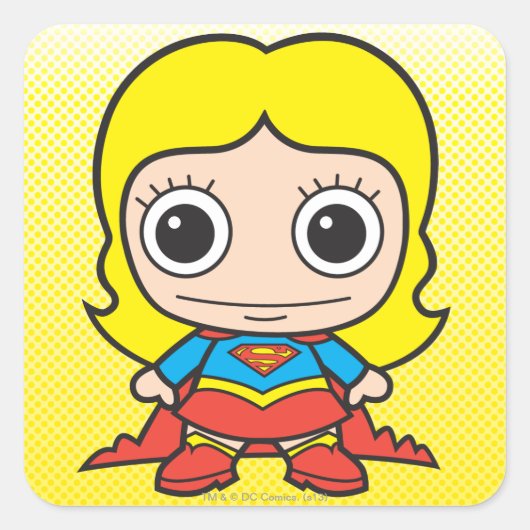 Mini Supergirl Vierkante Sticker (Voorkant)