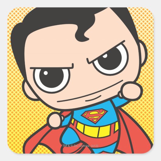 Mini Superman Flying Vierkante Sticker (Voorkant)
