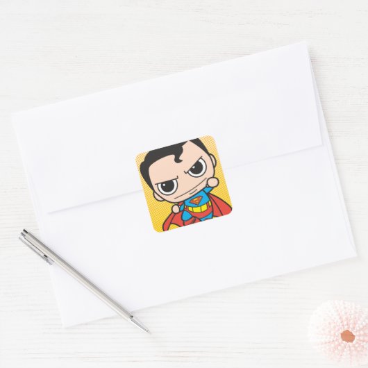 Mini Superman Flying Vierkante Sticker (Envelop)