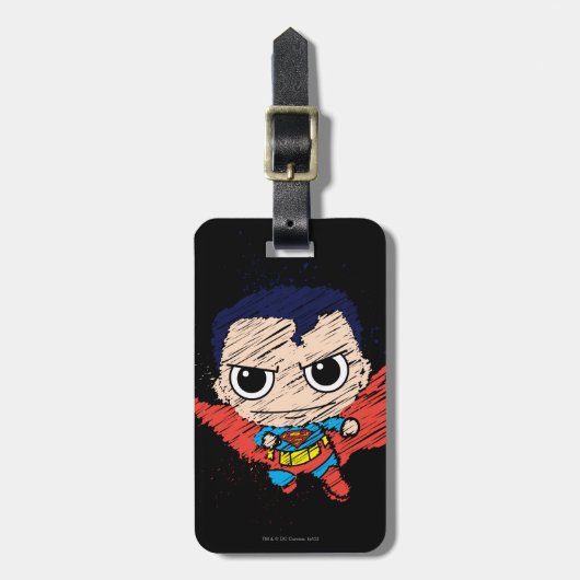 Mini Superman Sketch Bagagelabel (Voorkant verticaal)