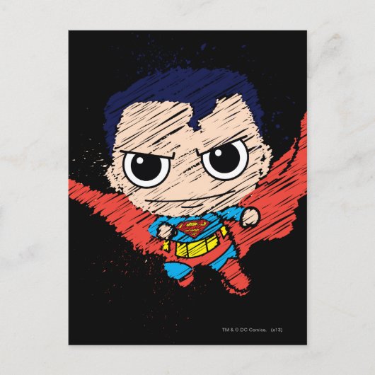 Mini Superman Sketch Briefkaart (Voorkant)
