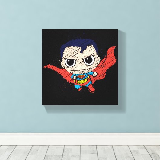 Mini Superman Sketch Canvas Afdruk (Insitu (Houten vloer))