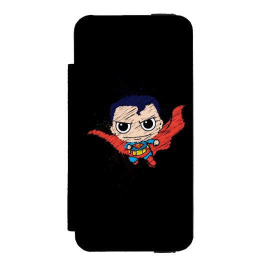 Mini Superman Sketch Incipio iPhone Portemonnee Hoesje (Voorkant Agenda)