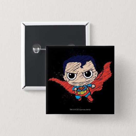 Mini Superman Sketch Vierkante Button 5,1 Cm (Voorkant /achterkant)
