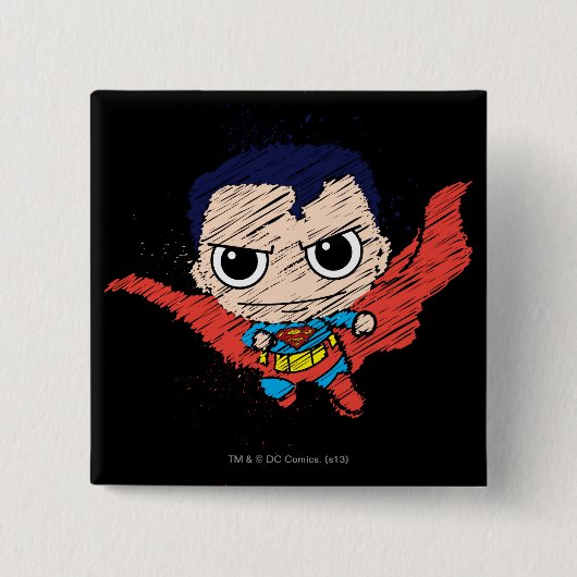 Mini Superman Sketch Vierkante Button 5,1 Cm (Voorkant)