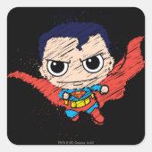 Mini Superman Sketch Vierkante Sticker (Voorkant)