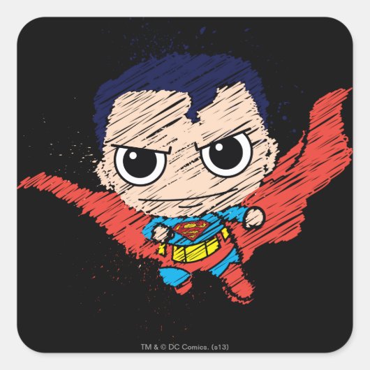 Mini Superman Sketch Vierkante Sticker (Voorkant)
