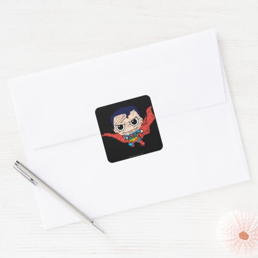 Mini Superman Sketch Vierkante Sticker (Envelop)