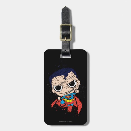 Mini Superman Sketch - vliegen Bagagelabel (Voorkant verticaal)