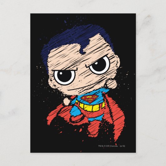 Mini Superman Sketch - vliegen Briefkaart (Voorkant)