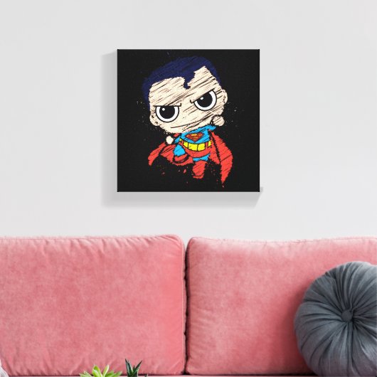 Mini Superman Sketch - vliegen Canvas Afdruk (Insitu (Woonkamer))