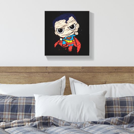 Mini Superman Sketch - vliegen Canvas Afdruk (Insitu (Slaapkamer))