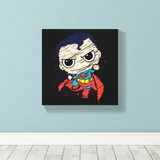Mini Superman Sketch - vliegen Canvas Afdruk (Insitu (Houten vloer))