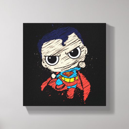 Mini Superman Sketch - vliegen Canvas Afdruk (Voorkant)
