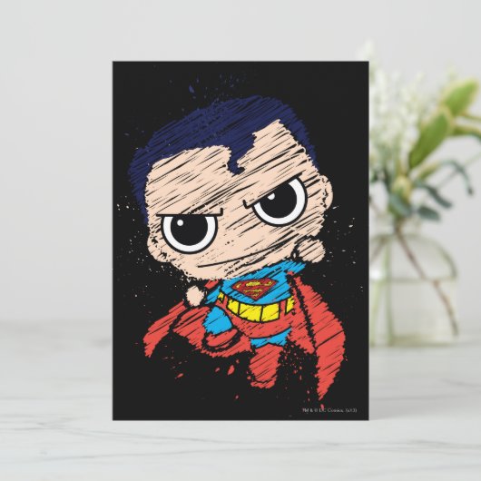 Mini Superman Sketch - vliegen Kaart (Staand voorkant)
