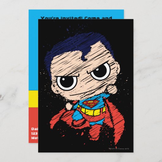Mini Superman Sketch - vliegen Kaart (Voorkant / Achterkant)