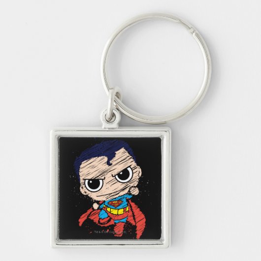 Mini Superman Sketch - vliegen Sleutelhanger (Voorkant)
