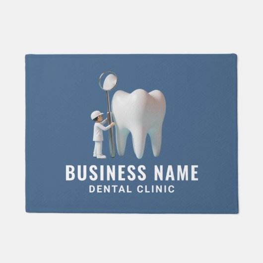 Mini Tandarts & Heldere Tand Blauw Tandheelkundige Deurmat (Voorkant)