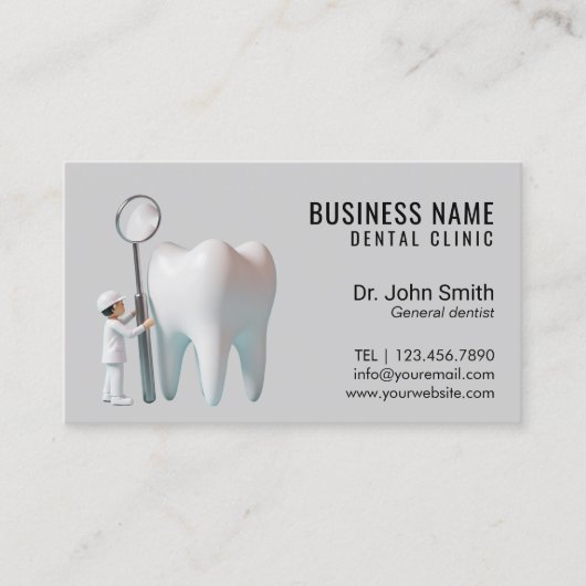 Mini Tandarts & Heldere Tand Plain Dental Office Afsprakenkaartje (Voorkant)