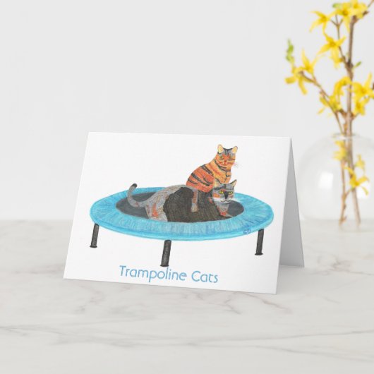 Mini Trampoline Cats 2 Kaart (Gele Bloem)