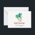 Mini Tropisch strand Kerst Kaarten Notitiekaartje<br><div class="desc">Deze mini-tropische strand kerstkaarten zijn voorzien van een eiland-geïnspireerde exotische palmboom en schattige vakantie kerstman dragen van een Bahama shirt en sandalen in tinten van rood en groen. De woorden "Merry Beach-mas" zijn met de hand geletterd. Gebruik de sjabloon velden om uw persoonlijke begroeting toe te voegen. Een grappige en...</div>