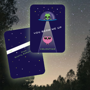 Mini UFO Alien Hart Ontvoering Kinder Valentijnkaa Notitiekaartje