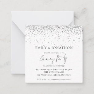 MINI   Uitnodiging van de Zilver Glitter Wedding E